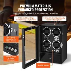 Kellonvetäjä neljälle automaattikellolle korkeatiheyksinen runko akryyliovi neljä japanilaista moottoria