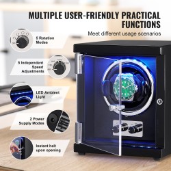 Kellonpyörittäjä yhdelle automaattikellolle korkeatiheyksinen levy akryyli PU-verhoilu hiljainen Mabuchi-mikromoottori sininen