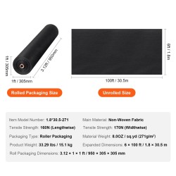 Maanpeitekangas kuitukangas 271 g/m² 1,8 x 30,5 m rikkaruohosuoja