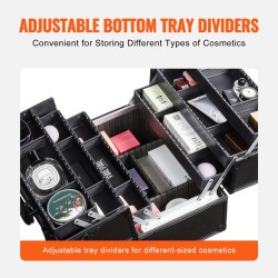 Suurikokoinen meikkilaukku kuusitasoinen alumiinirunkoinen matkakäyttöön säädettävillä välilevyillä