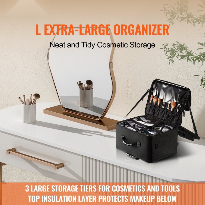 Meikkilaukku suuri kolmikerroksinen Oxford-kangas vettä hylkivä pyörillä kantokahvalla olkahihnalla