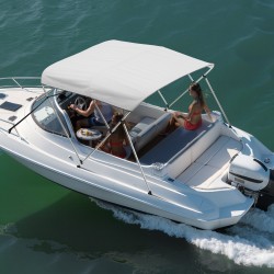 3-kaarinen bimini-katos veneeseen 600D polyesteri alumiinirunko vaaleanharmaa