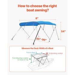Bimini-katto 4 kaarta 600D polyesterikangas alumiinirunko vesitiivis aurinkosuojattu