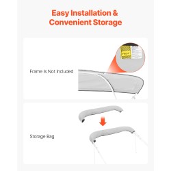 Veneen vaihtokatos 4-kaarisille kehyksille 600D polyesteri vedenpitävä 96 x 91–96 tuumaa vaaleanharmaa