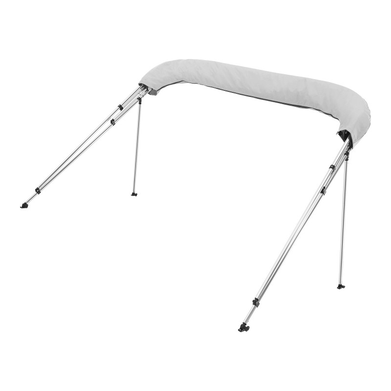 Bimini-katos 4-kaarinen 600D polyesterikangas alumiinirunko vedenpitävä vaaleanharmaa säilytyslaukulla