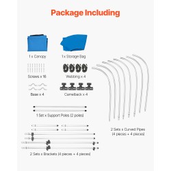 Bimini-kate 4-kaaris 600D-polyesteri alumiinirunko pituus 244 cm leveys 185–198 cm