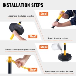 Liikenteen ohjaustolppasarja 4 kpl muovia täytettävä pohja 860 mm