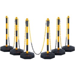 Säädettävät liikenneopastinpylväät keltamusta polyeteeni ja polypropeeni kuusi kappaletta täytettävällä pohjalla