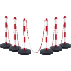 Liikenteen ohjaustolpat kuusi kappaletta muoviset säädettävät täytettävällä jalustalla ja kahden metrin ketjulla