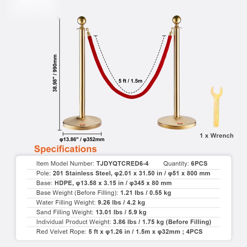 Jononohjaustolpat ruostumattomasta teräksestä 6 tolppaa 4 punaista 1,5 m samettiköyttä täytettävillä jalustoilla