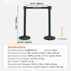 Muoviset jonotolpat 6 kpl betonitäytteiset jalustat 3 polyesterihihnaa 2000 mm