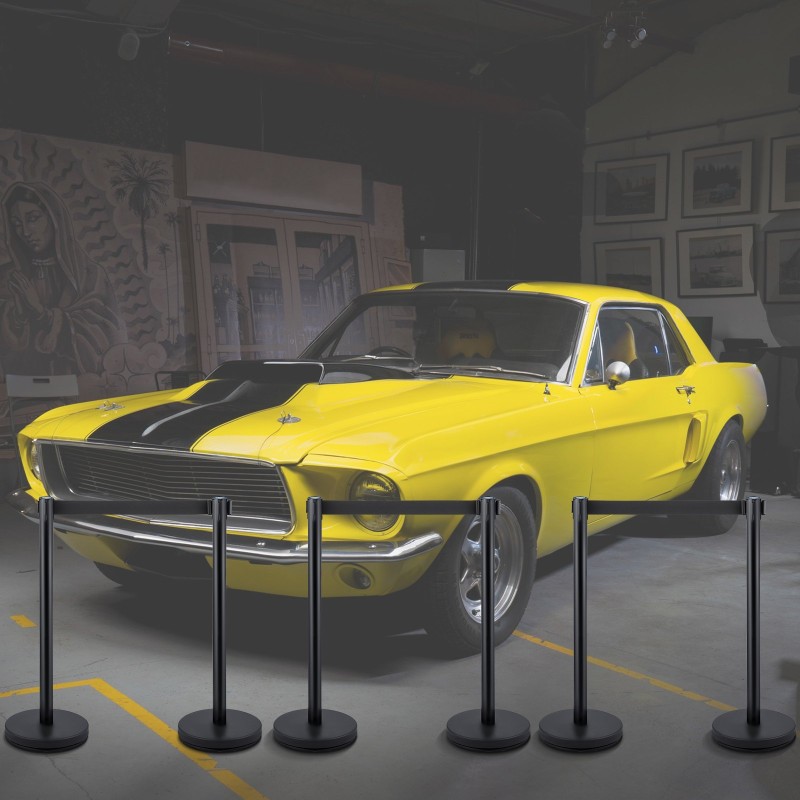 Jono-ohjaustolpat 6 kpl ruostumatonta terästä 90cm 3 kelautuvaa hihnaa