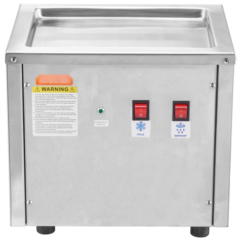 Rullajäätelökone integroidulla kompressorilla 280 x 240 mm paistopinnalla 304 ruostumatonta terästä