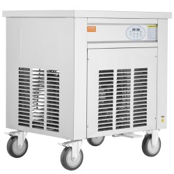 Paistettujen jäätelörullien valmistuskone ruostumattomasta teräksestä 500x500x35 mm ammattikäyttöön integroidulla kompressorilla