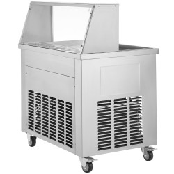 Paistettava rullajäätelökone 2 paistolevyä 380 mm ruostumaton teräs ammattikäyttöön