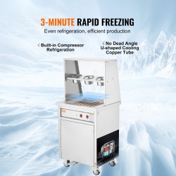 Jäätelörullakone ruostumatonta terästä 350 x 350 mm kompressorilla ammattikäyttöön