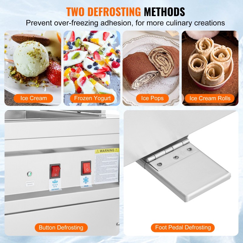 Jäätelörullakone ruostumatonta terästä 350 x 350 mm kompressorilla ammattikäyttöön