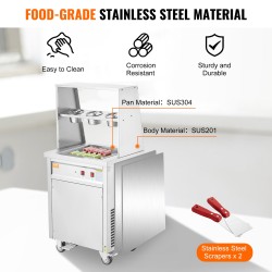 Jäätelörullakone ruostumatonta terästä 350 x 350 mm kompressorilla ammattikäyttöön