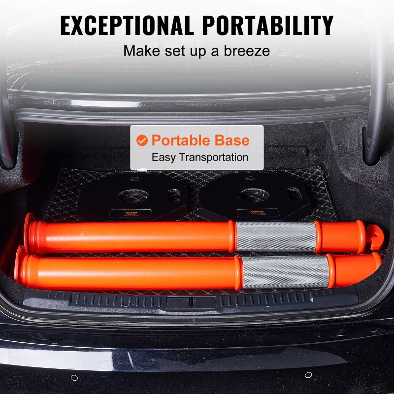 Liikenteen ohjaustolpat kumipohjalla 360 asteen heijastinnauhalla 430 x 430 mm 2 kpl