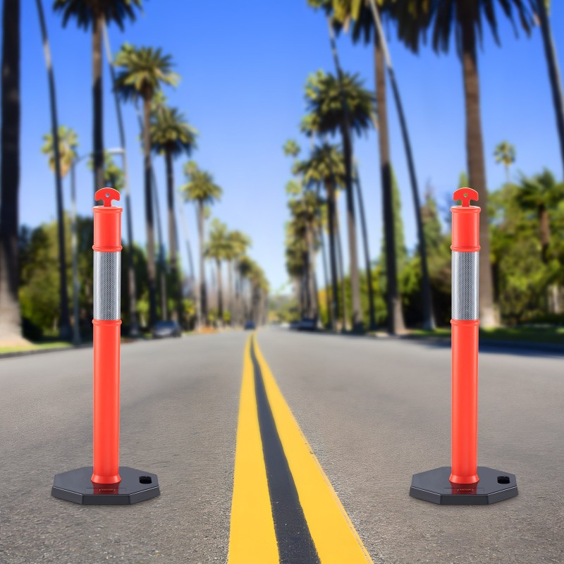 Liikenteen ohjaustolpat kumipohjalla 360 asteen heijastinnauhalla 430 x 430 mm 2 kpl