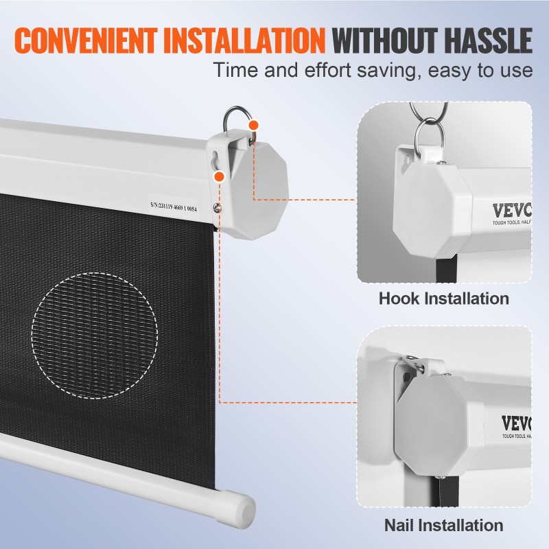 Projektorilakana käsin vedettävä PVC kangas 100 tuumaa 16:9 kuvasuhde automaattinen lukitus