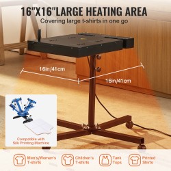 Flash-kuivain silkkipainoon 41 x 41 cm kuivausalue 1800W X-muotoinen teräsjalusta