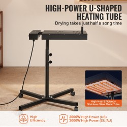 Pikakuivain seripainoon teräsrunkoinen 45 x 45 cm kuivausalue 2000–3000 W korkeussäädettävä jalusta