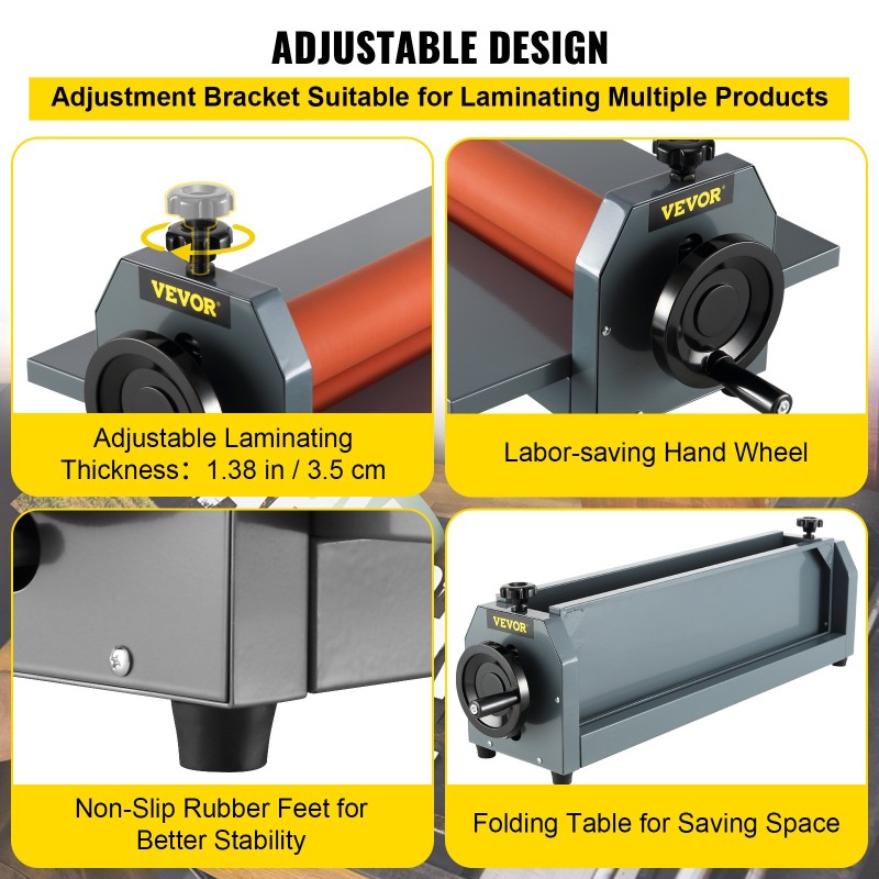 Kylmälaminointikone manuaalinen 750 mm rautarunko silikonipinnoitetut telat säädettävä 35 mm