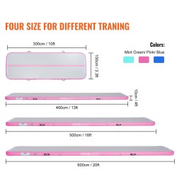Ilmatäytteinen PVC-voimistelumatto 4-metrinen pinkki 600W sähköpumpulla sisä- ja ulkokäyttöön
