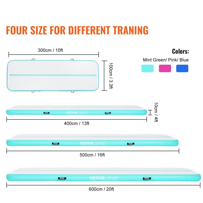 Ilmatäytteinen harjoittelumatto PVC-tarpauliinista 6,1 metriä 600 watin pumpulla
