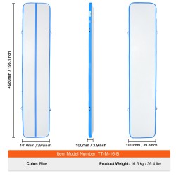 Täytettävä voimistelumatto PVC-pressu 4980x1010x100 mm 600W sähköpumpulla sisä- ja ulkokäyttöön