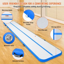 Ilmalla täytettävä PVC-jumppamatto 6,1 m pitkä 100 mm paksu sähköpumppu mukana