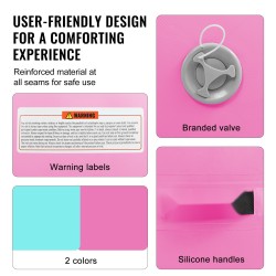 Täytettävä ilmarulla volttipatja PVC-muovi 600x1230 mm 600 watin sähköpumpulla vaaleanpunainen