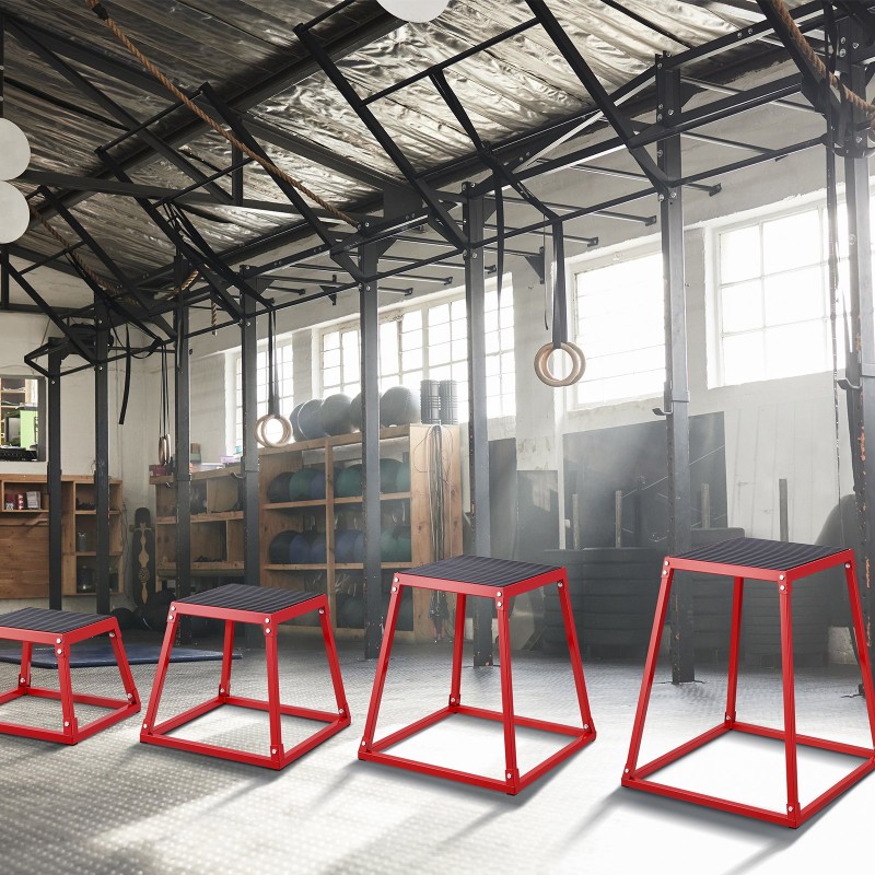 Plyoboxi teräksinen pinottava neljä kokoa 12 18 24 30 tuumaa 227 kg