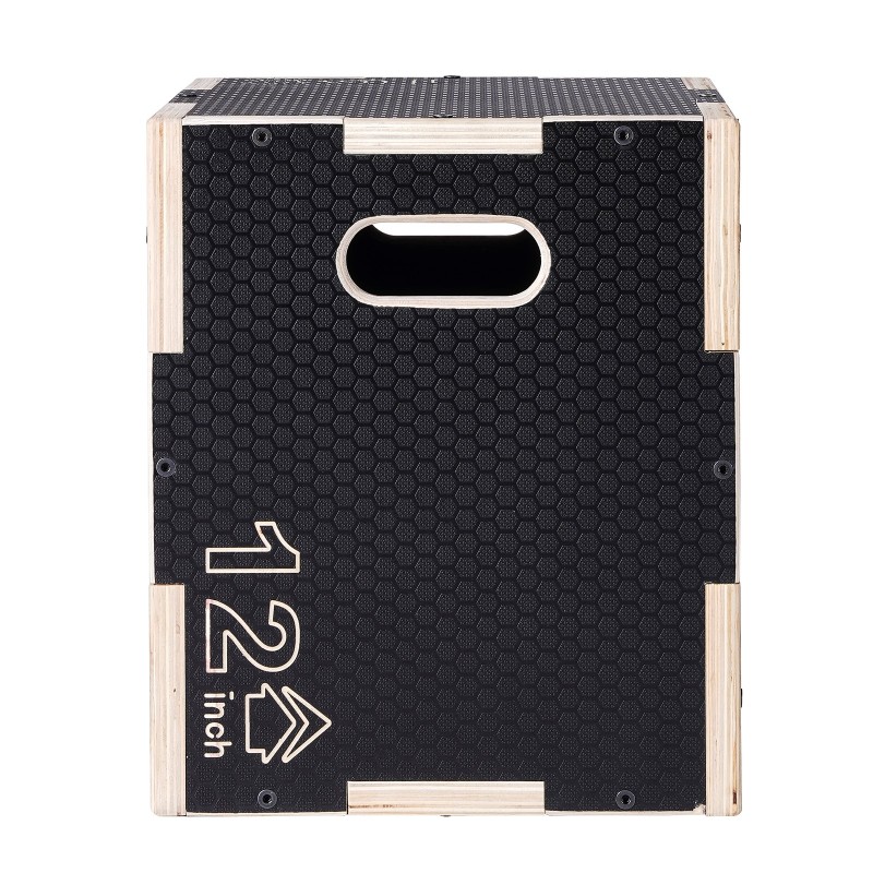 Plyometrinen hyppyboksi monikerroksisesta vanerista 16 14 12 tuumaa musta