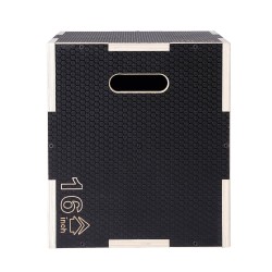 Plyometrinen hyppyboksi monikerroksisesta vanerista 20/18/16 tuumaa 204 kg kantavuus musta