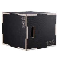 Plyometrinen hyppyboksi monikerroksisesta vanerista 20/18/16 tuumaa 204 kg kantavuus musta