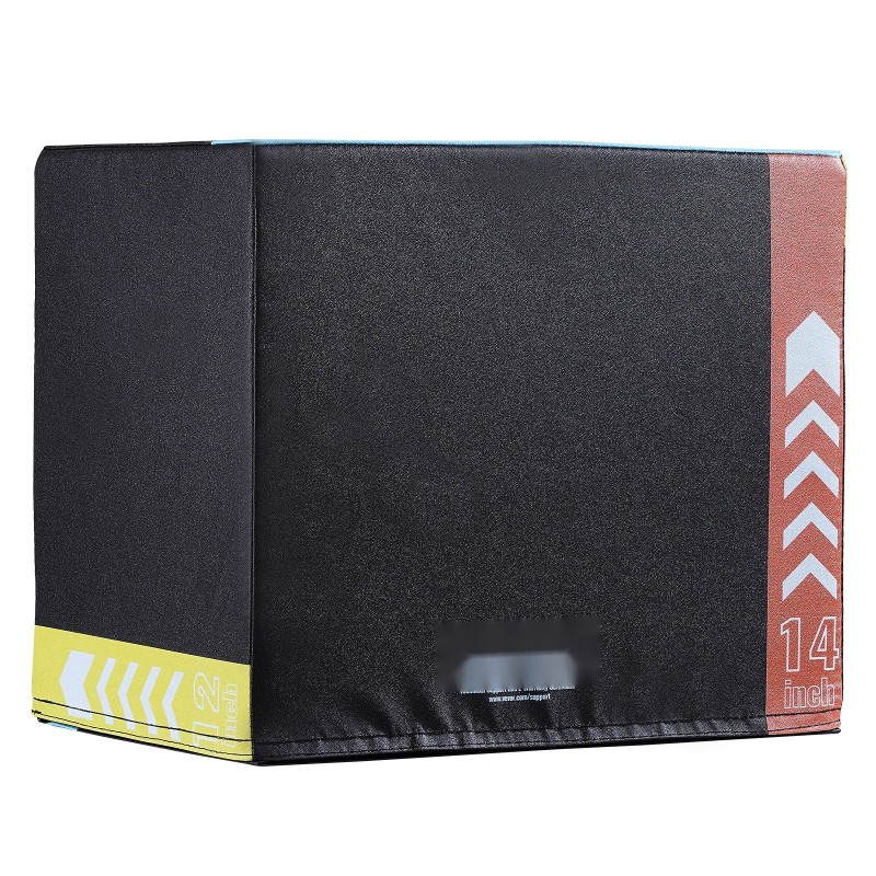 Plyometriaboxi 3 eri korkeutta 16/14/12 tuumaa musta PVC-pinta kierrätetty puuvillatäyte