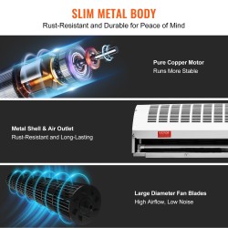 Ilmasulkulaite seinäasennettava 1050 mm 2,2–2,7 m ovikorkeudelle 2292 m³/h 2 nopeutta lämmittämätön