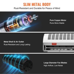 Ilmaverho 0,9 metriä seinälle asennettava lämmittämätön kaksi nopeutta 2038 kuutiometriä tunnissa