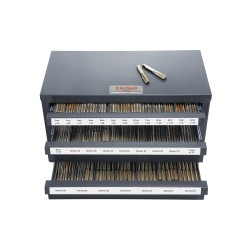 Kierretappikaappi kylmävalssattua terästä 3 laatikkoa 29 lokeroa 3 24 mm pinottava