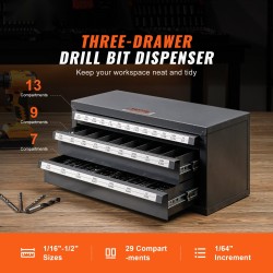 Poranteräkaappi teräs 3 vetolaatikkoa 29 lokeroa 1,59–12,7 mm pinottava