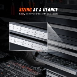 Poranterälokerikko teräs 0,8 mm 116 lokeroa koot 1/16–1/2 pinottava 3-kaappinen