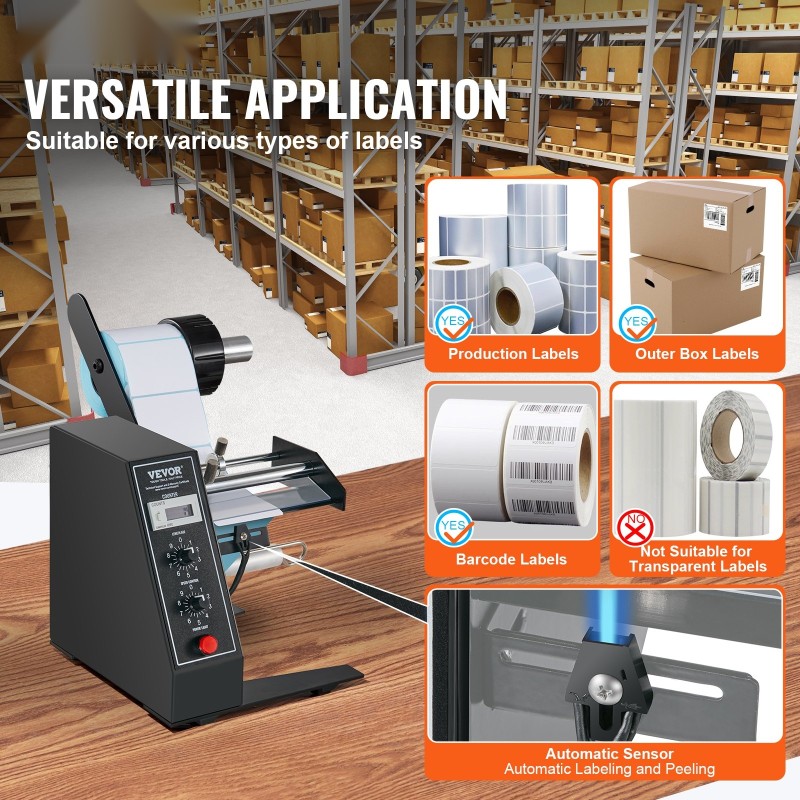 Automaattinen etiketinjakaja leveys 15–125 mm pituus 3–150 mm alumiiniseosakselit 24 voltin kuparikäämimoottori