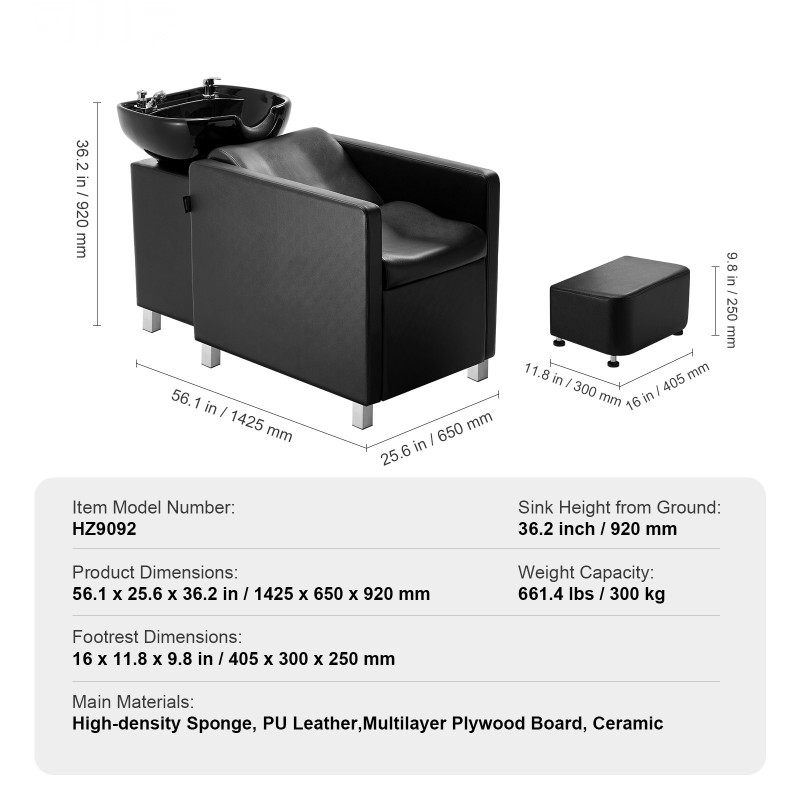 Kampaamon pesutuoli keraamisella pesualtaalla keinonahkaverhoilu leveällä jalkatuella kolmesataa kilogrammaa