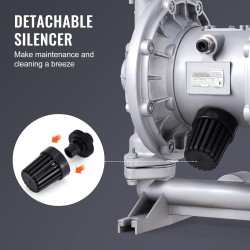 Ilmakäyttöinen kaksikalvopumppu alumiiniseosrunko PTFE-kalvot 1,5 tuuman liitännät kaksi ylimääräistä kalvoa