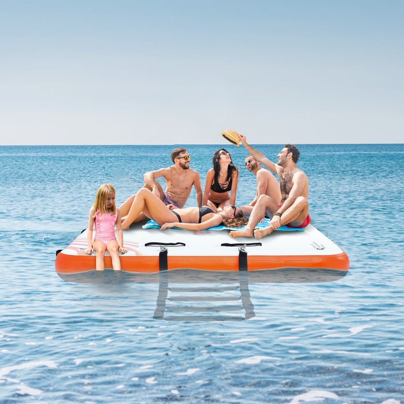 Ilmatäytteinen PVC-harjattu liukumaton laituri 4,57 x 1,82 m irrotettavalla tikkaalla