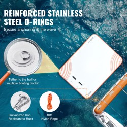 Ilmatäytteinen PVC-harjattu liukumaton kelluva laituri 2,43×1,82 m irrotettavalla tikkaalla kantolaukulla