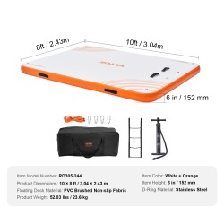 Kelluva laituri PVC-harjattu kangas 3,04x2,43 m luistamaton irrotettava tikas