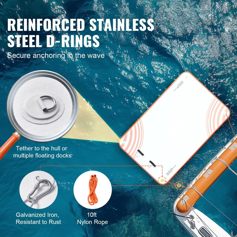 Ilmatäytteinen PVC-kelluva laiturialusta 2,43 x 1,52 m liukuestepintainen irrotettavalla tikkaalla